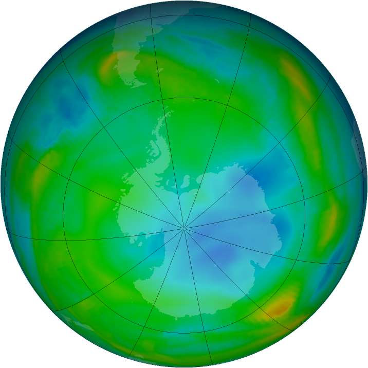 Antarctic ozone map for 11 July 1999